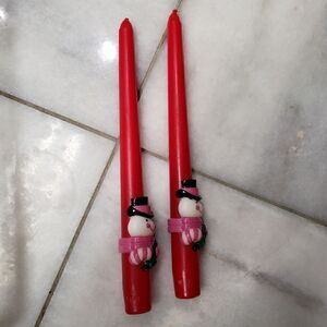 Vintage Avon Set of 2 Dapper Snowman 10" Bayberry Tapers, CHRISTMAS Unlit w/ Box